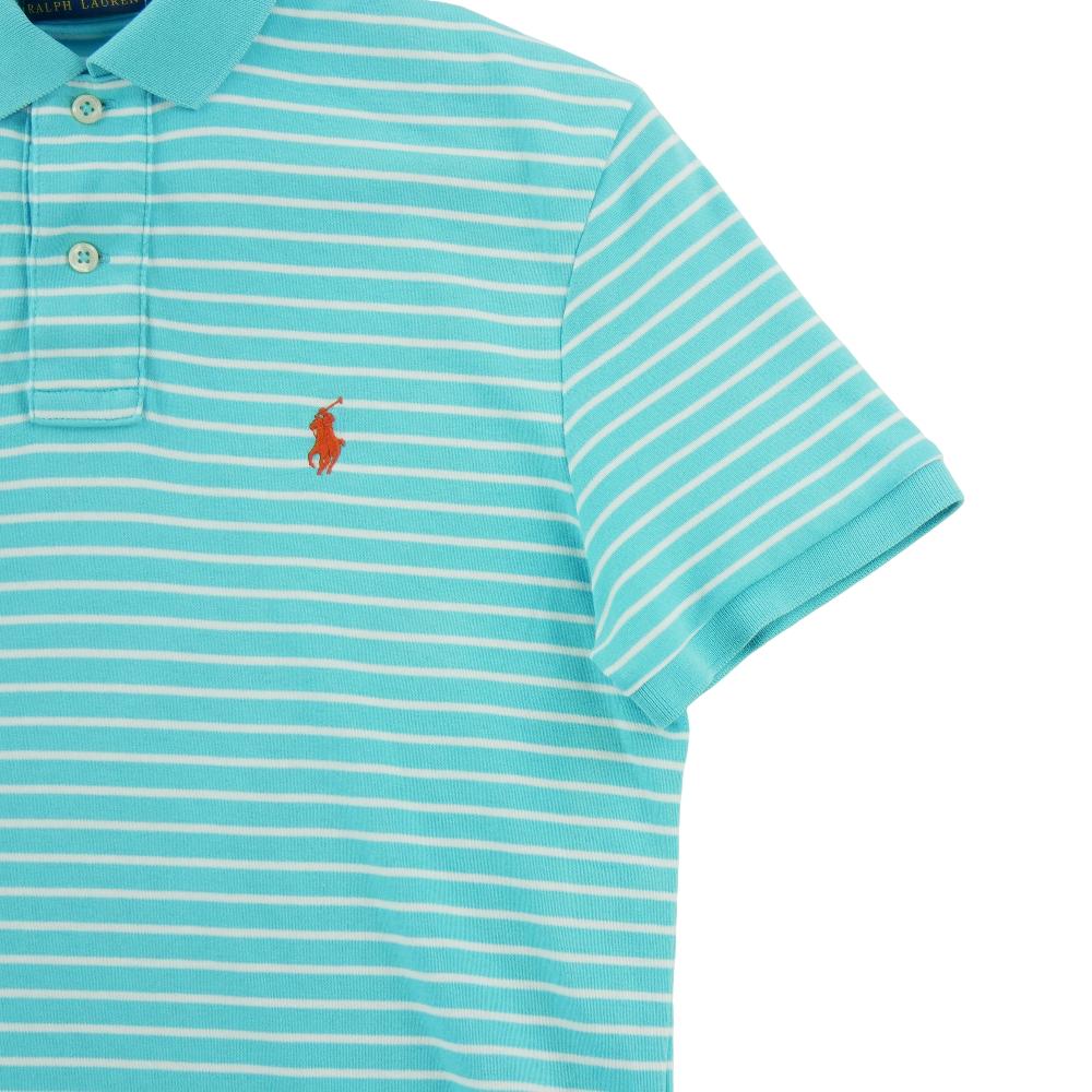 Golf - Polo Ralph Lauren Polo manches courtes Custom Fit Striped Pony Homme Taille S Bleu clair #QWE3523 - photo 4