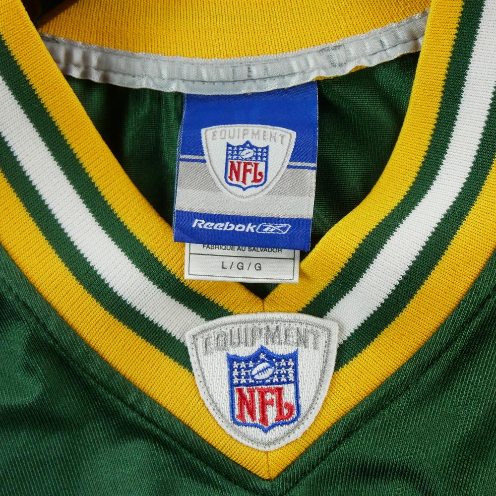 Football Américain - Reebok Maillot NFL Green Bay Packers Brett Favre 4 Equipment Home Jersey 2002–2006 Taille L #QWE3472 - photo 8