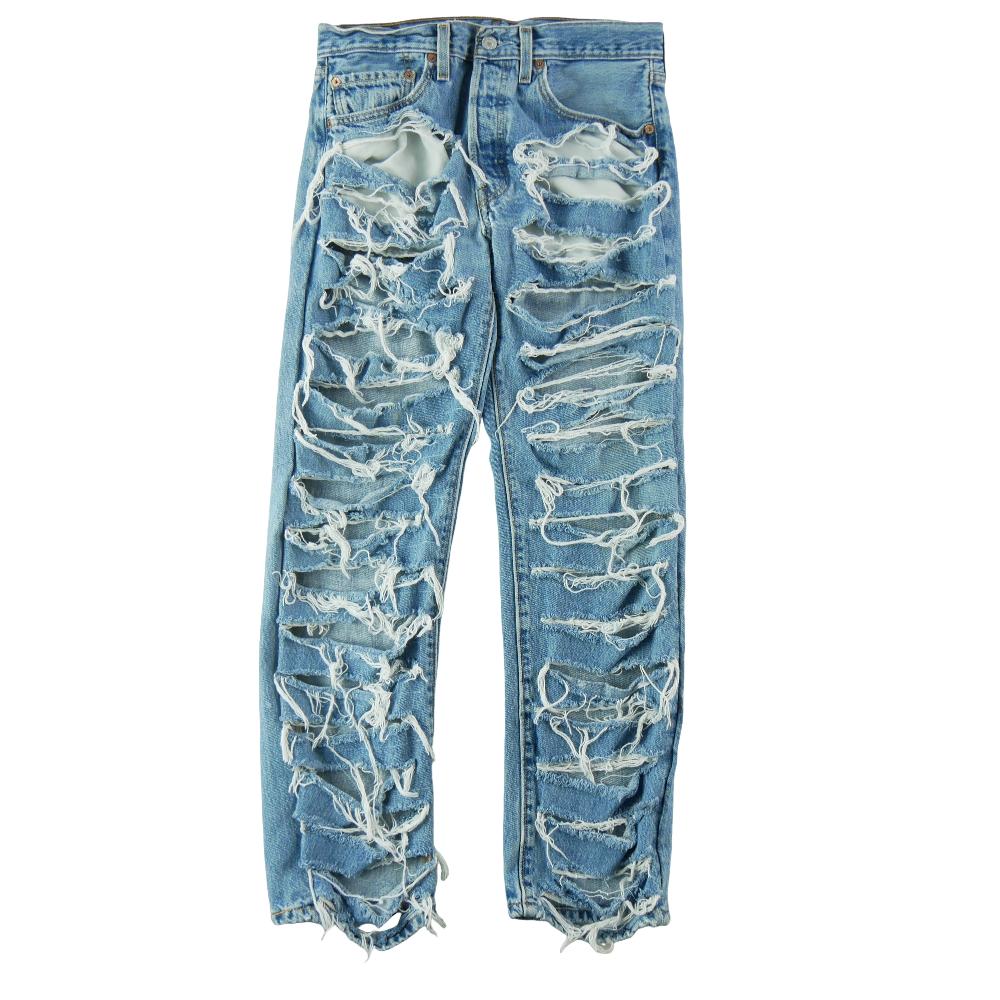 Sportswear - Levi Strauss Jean Upcycling Levis 501 Taille W32/L30 Homme Bleu clair #QWE0741 - photo 2