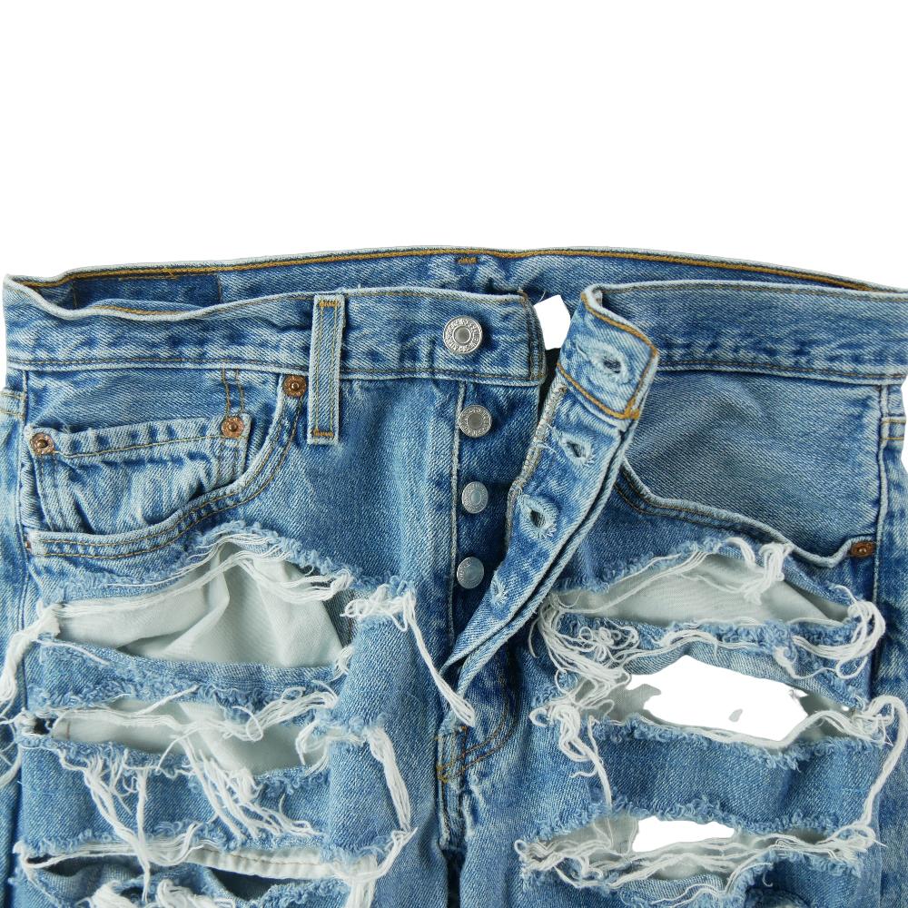 Sportswear - Levi Strauss Jean Upcycling Levis 501 Taille W32/L30 Homme Bleu clair #QWE0741 - photo 6