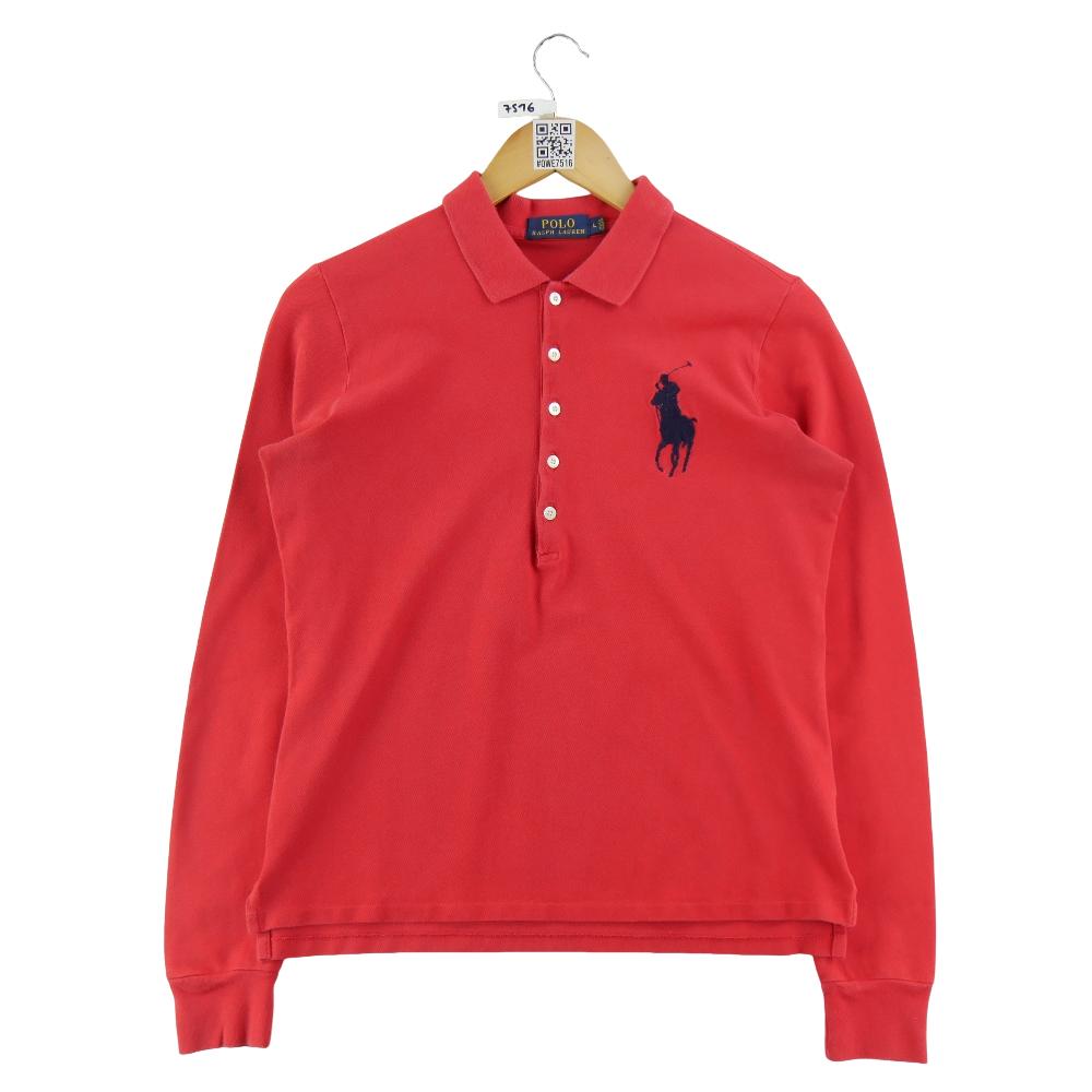 Golf - Polo Ralph Lauren Polo manches longues Big Pony Femme Taille L Rouge #QWE7516 - photo 1