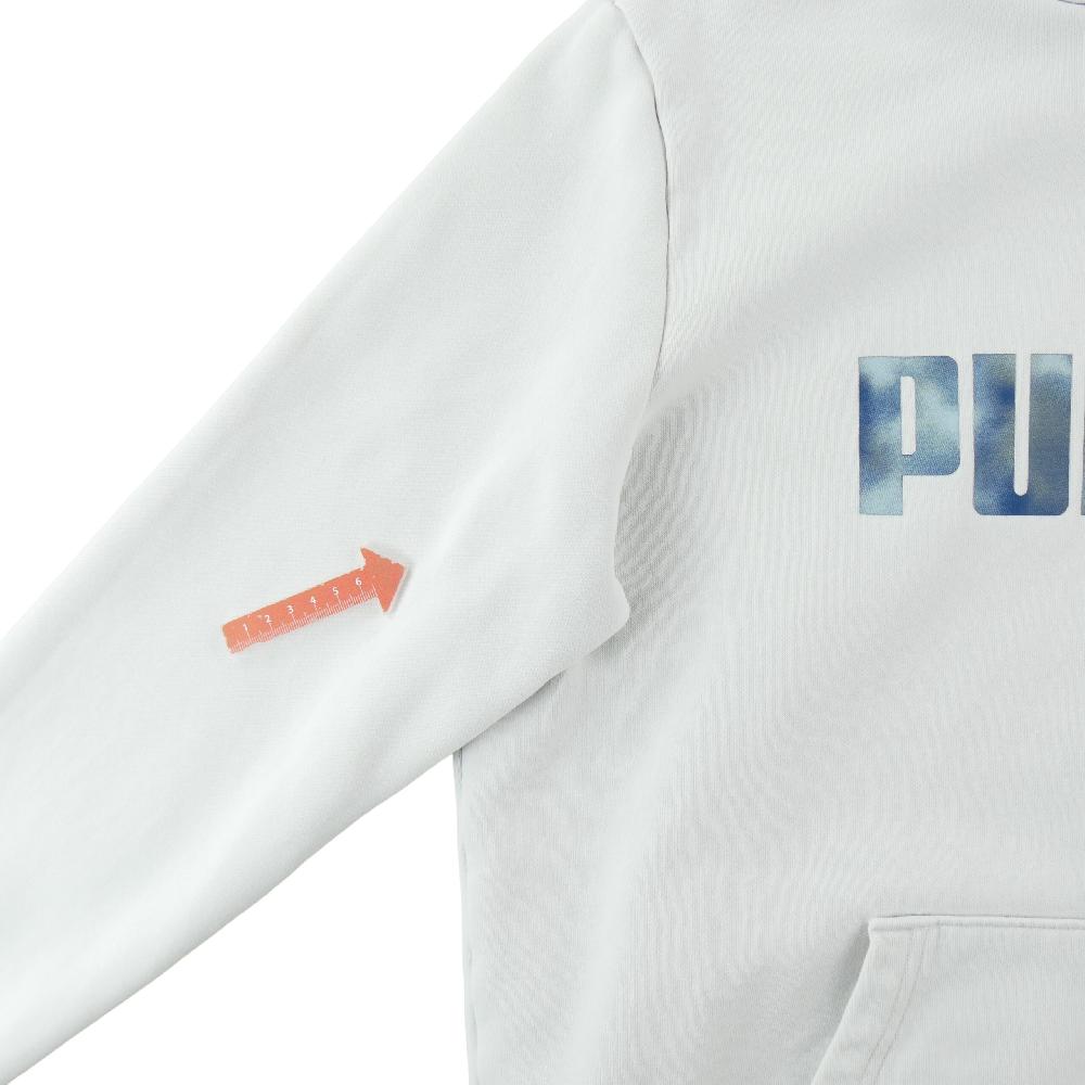 Sportswear - Puma Sweat à capuche Logo imprimé Effet bleu irisé Capuche à cordon Homme Taille M Blanc - photo 5