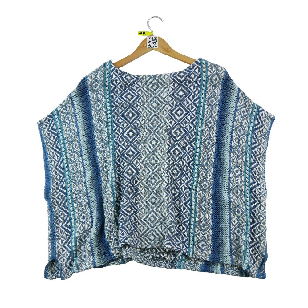 Sportswear - Lauren Ralph Lauren Pull Poncho en lin Femme Taille S Bleu - photo 1