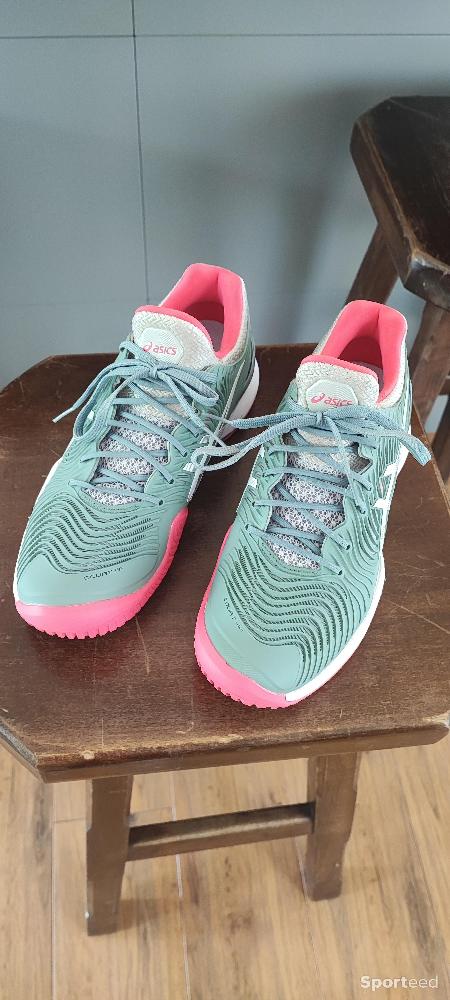 Tennis - Chaussures tennis / padel Terre Battue / Clay Asics Court FF 3 - Taille 40.5 - Vert d'eau et rose - photo 1