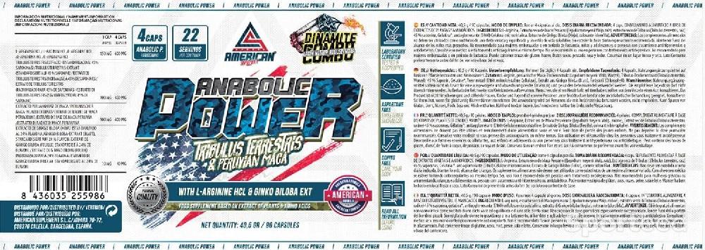 Musculation - ANABOLIC POWER Anabolisant Naturel L-Arginine, Tribulus Terrestris et Maca 90 Capsules - photo 2