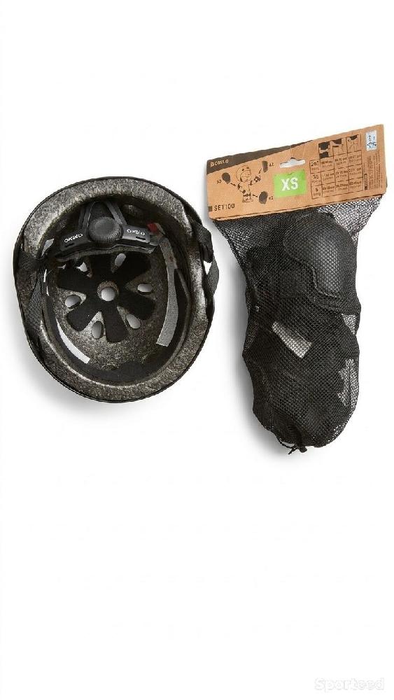 Roller - Kit complet de protection roller / skate / trottinette - Casque, genouillères, coudières, protège-poignets - Taille XS - Noir - photo 2